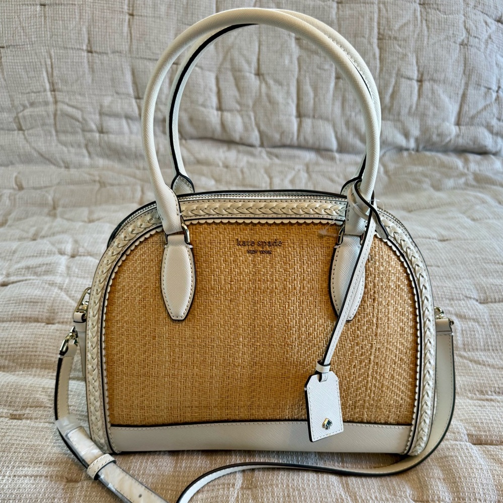 Kate Spade Reiley Straw Large Dome Satchel- NWT